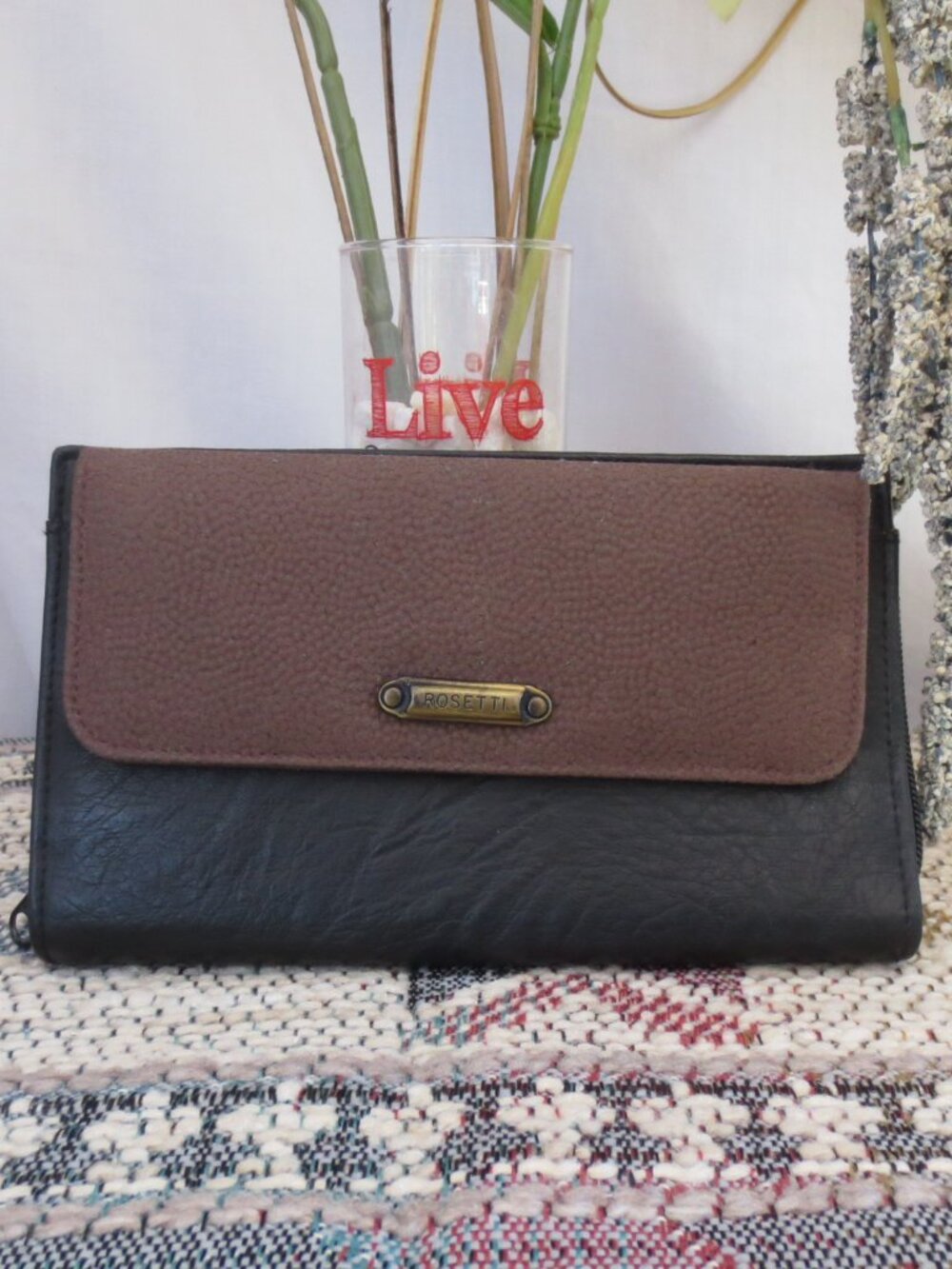 Y2K Rosetti Mini Bag Black Brown Faux Leather Organizer Wallet Cross Body Purse